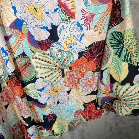 Rachel Zoe Full Maxi Skirt L Colorful Maximalism Resort Floral Tropical Print - Picture 4 of 12